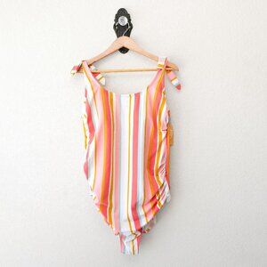 Kona Sol NWT One Piece Swimsuit 22W Striped Tummy Control Plus Size Swimwear
